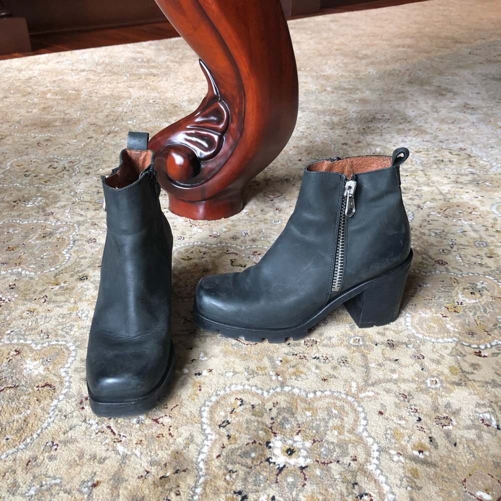 Black leather boots